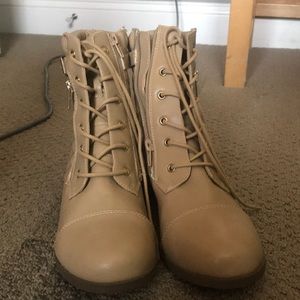 Nude lace up boots- charming Charlie’s